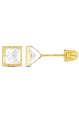 lovely gold square bezel baby stud earrings 